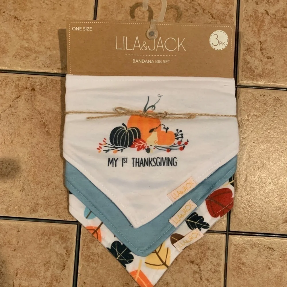 Lila & Jack 3 Pack Bandana Bibs NEW